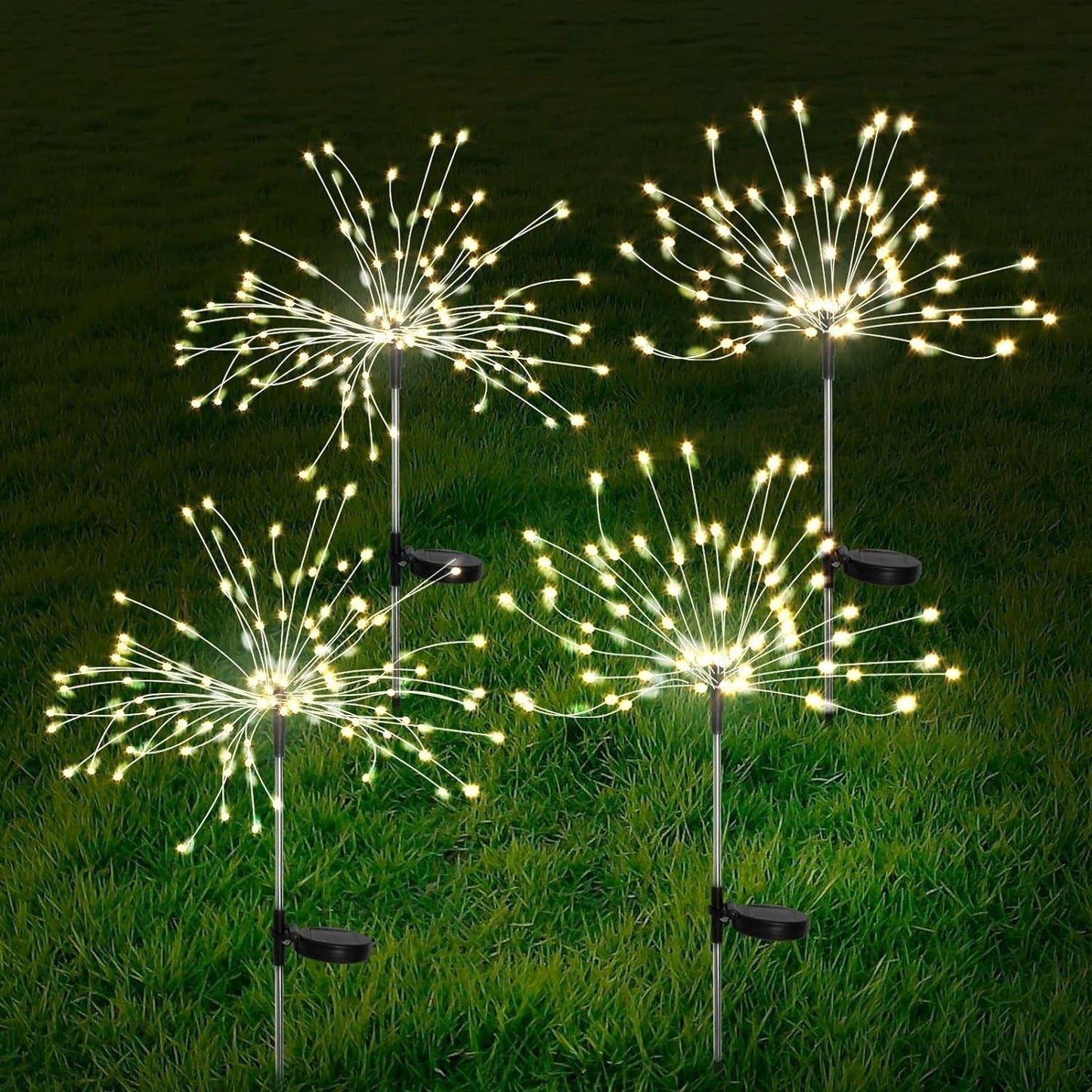 Thomasequestrian | 4-Piece Solar Firework Garden Lights – Weatherproof LED Decorative Stakes for Garden & Patio