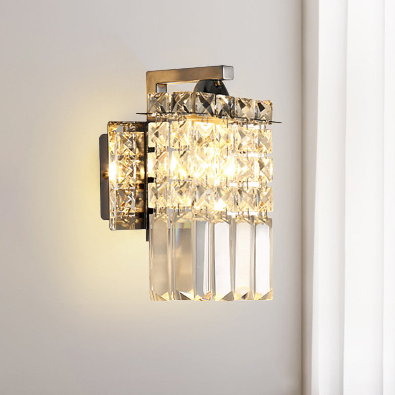 Thomasequestrian | Rectangular Crystal Wall Sconce - Chrome with Crystal Rod Draping