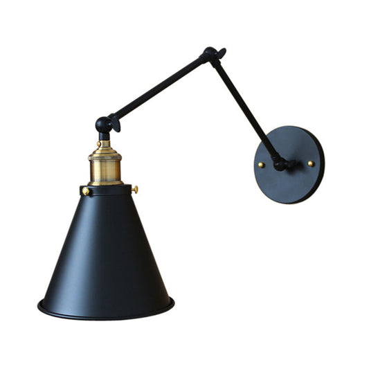 Thomas Equestrian | Cone-Shaped Iron Wall Mount Light - Antique Bedroom Wall Fixture