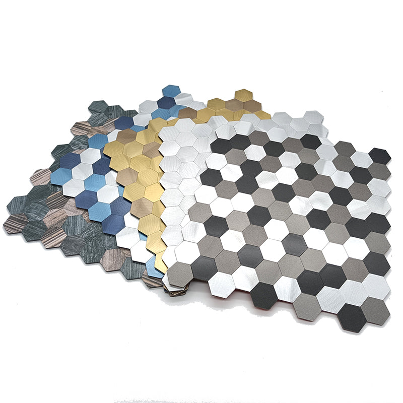 Thomasequestrian | Modern Peel & Stick Metal Mosaic Tile - Hexagon & Subway Options