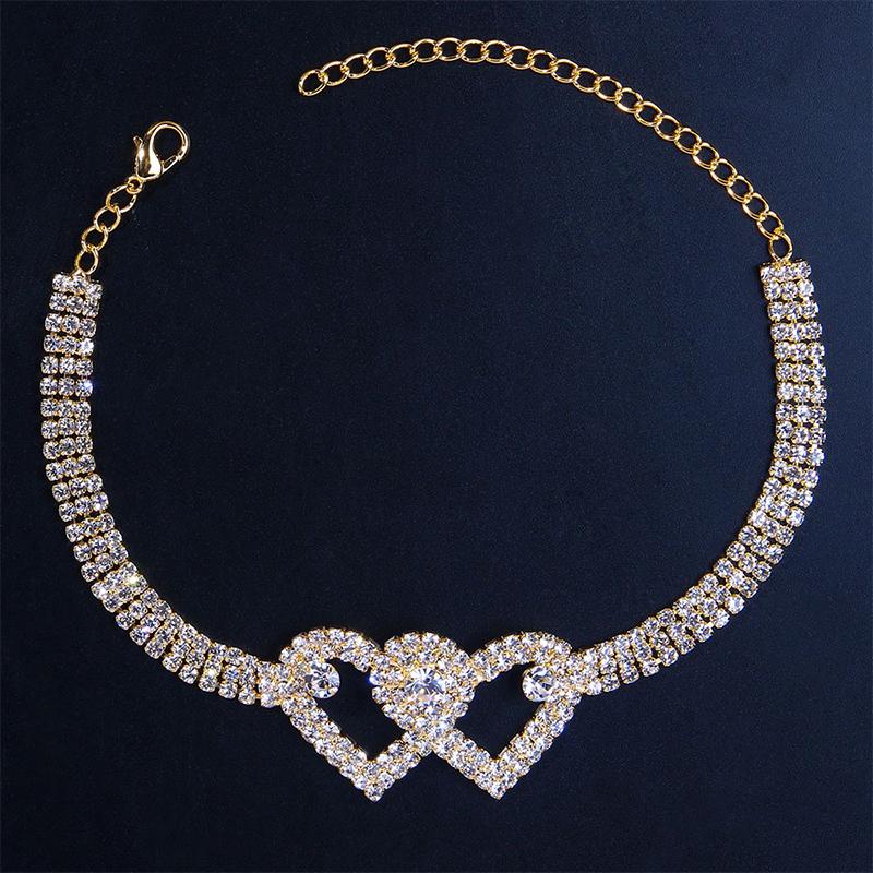 Thomasequestrian | Fashion Rhinestone Double Heart Anklet