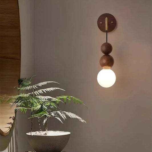 Thomas Equestrian | GlowHaven - Walnut & Brass Accent Wall Light