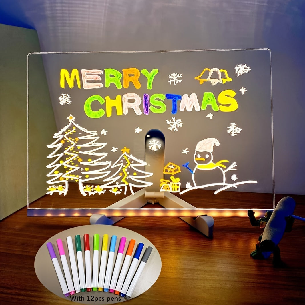 Thomasequestrian | USB LED Noteboard with 12 Colored Pens - Bright Message Board for Office & Home