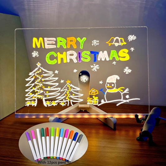 Thomas Equestrian | USB LED Noteboard with 12 Colored Pens - Bright Message Board for Office & Home