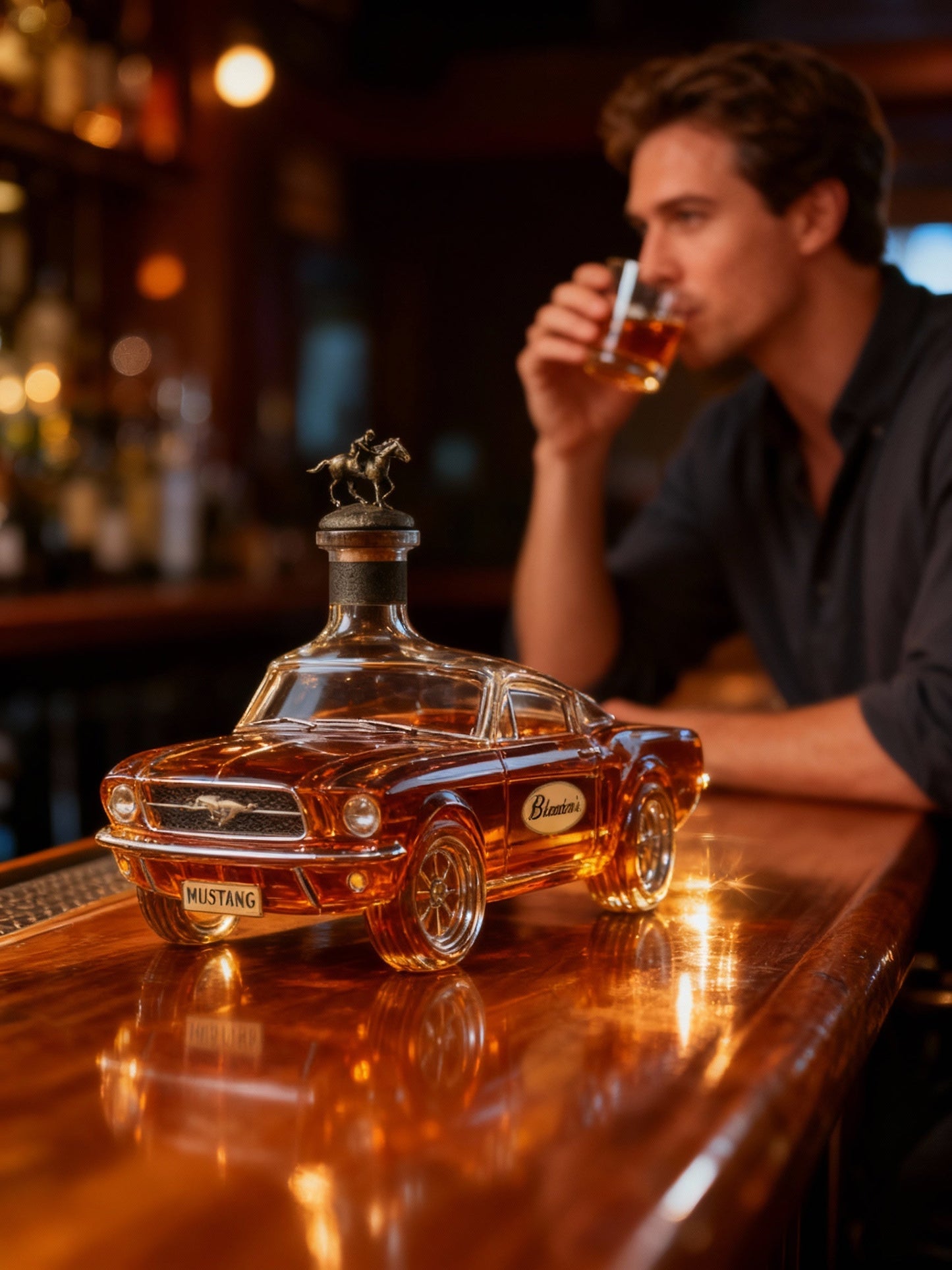 Thomasequestrian | Mustang Car Shaped Whiskey Decanter – Unique Glass Liquor Decanter for Home Bar