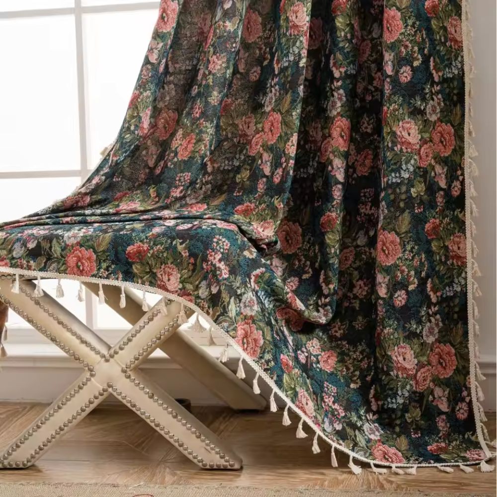 Thomasequestrian | French Vintage Floral Pattern Curtain