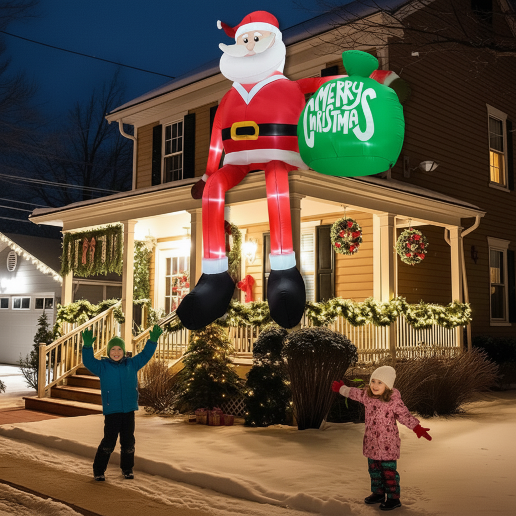 Thomasequestrian | Giant 8FT LED Inflatable Climbing Santa – Premium Waterproof Outdoor Christmas Decor