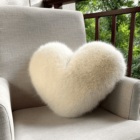 Thomas Equestrian | Heart-Shaped Faux Fur Pillow for Warm & Modern Living Spaces
