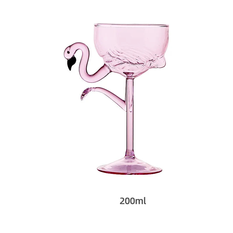 Thomasequestrian | Pink Flamingo Cocktail Clear Party Glasses – Fun Tropical Drinkware Set