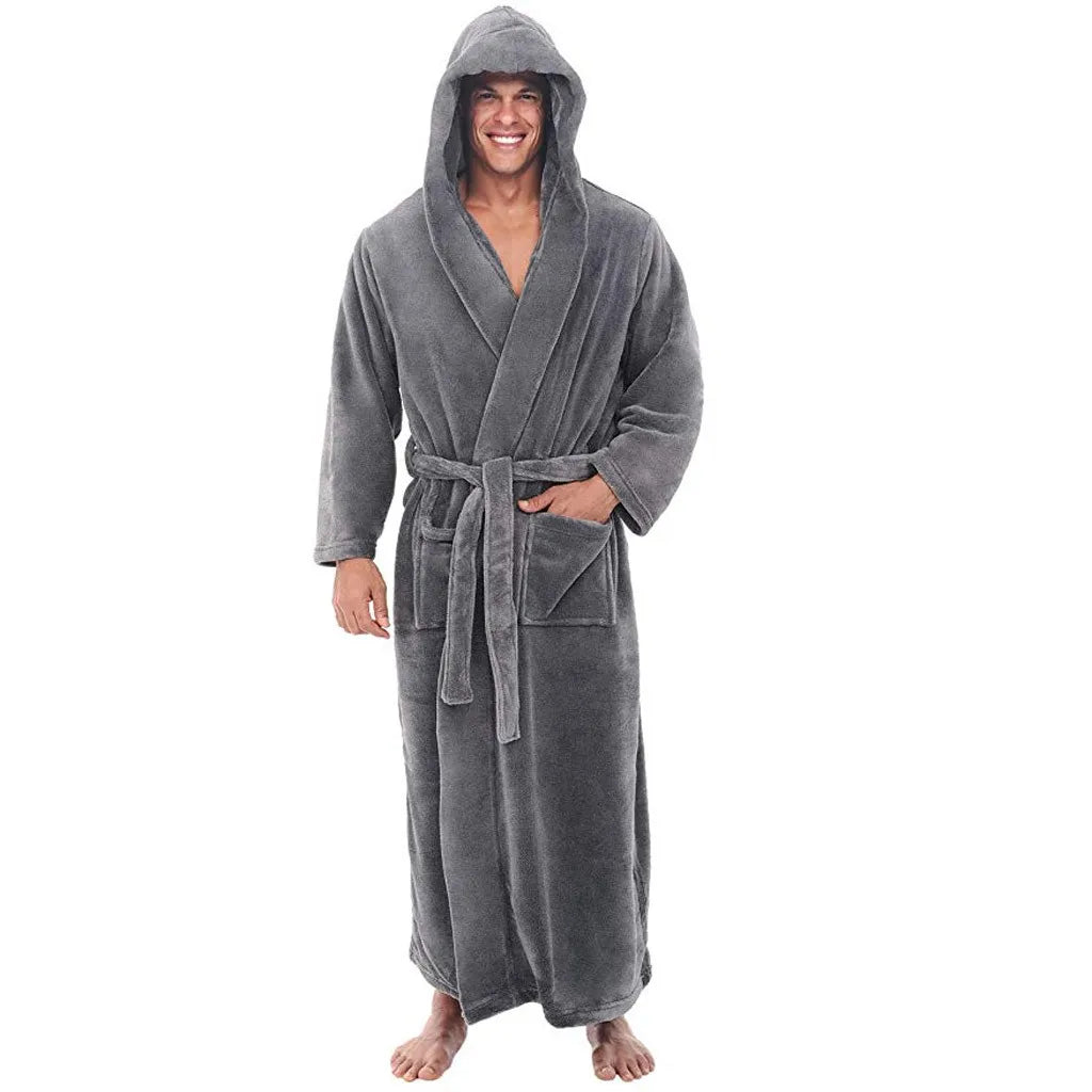 Thomasequestrian | HoodedChill – Cozy Bathrobe for Men – Soft Cotton Robe with Hood