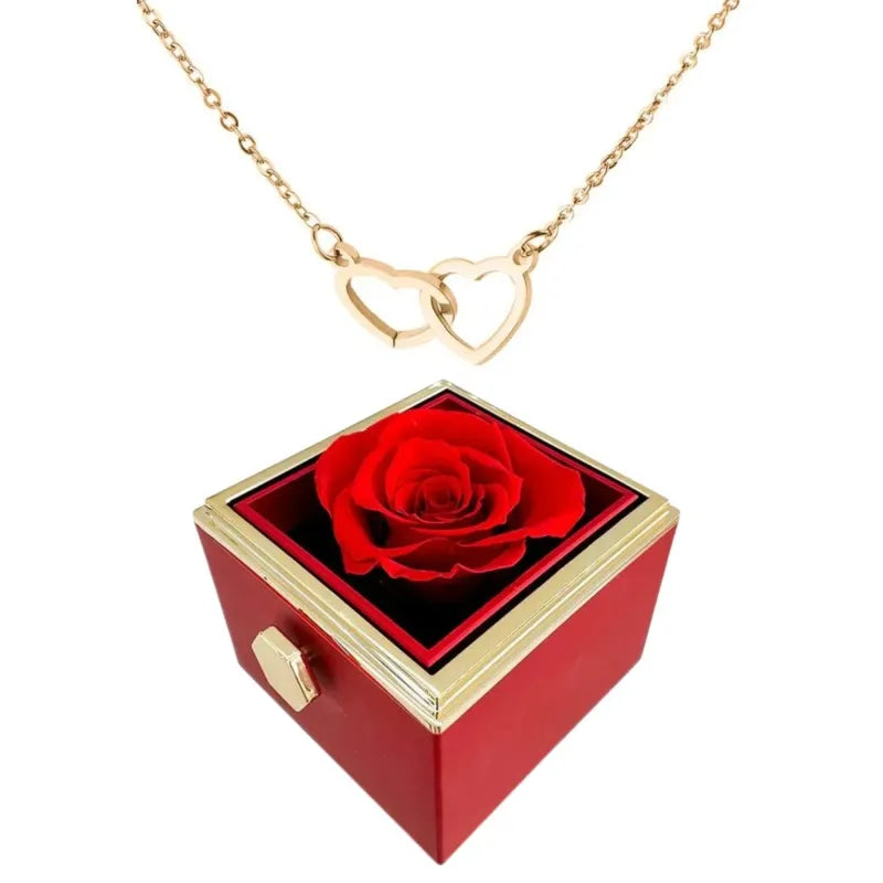 Thomasequestrian | Heart Necklace with Rotating Rose Gift Box – Romantic Jewelry Set for Her