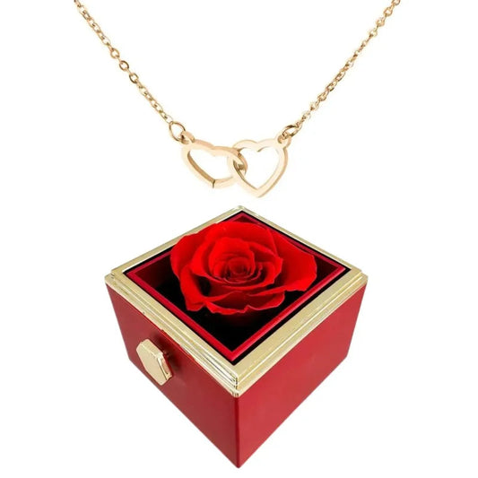 Thomasequestrian | Heart Necklace with Rotating Rose Gift Box – Romantic Jewelry Set for Her