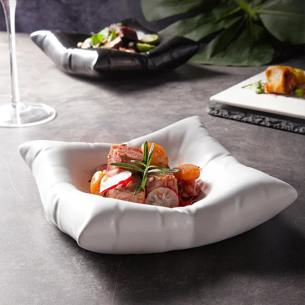 Thomasequestrian | Ceramic Artistic Pillow Shape Food Plate