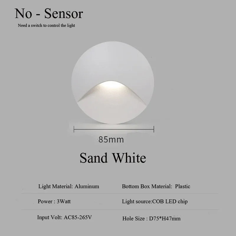 Thomasequestrian | Modern Waterproof IP65 LED Recessed Wall Lamp – 3W Embedded Step & Staircase Balcony Light