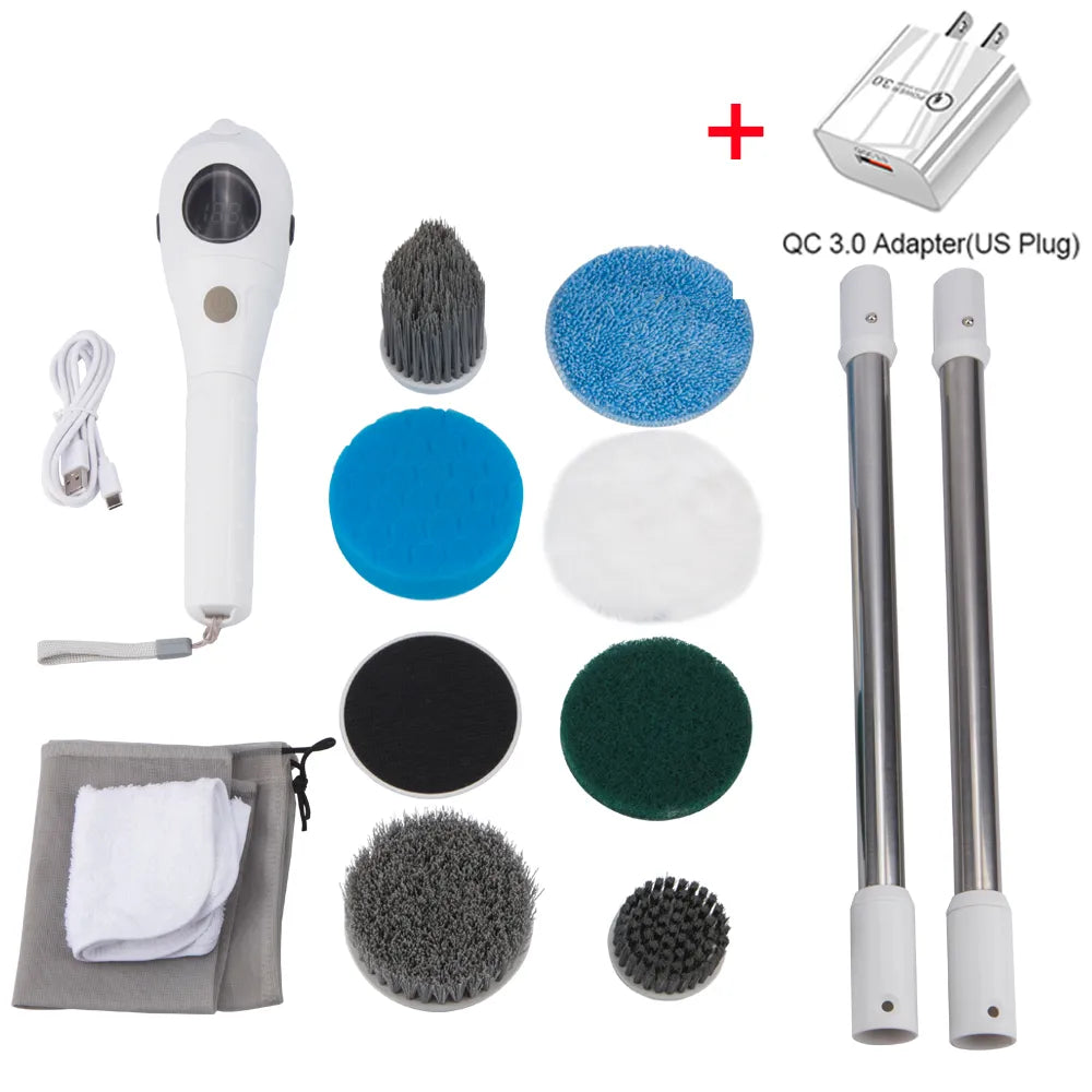 Thomasequestrian | 8-in-1 Multifunctional Electric Cleaning Brush – Wireless & Rotating for Bathroom, Kitchen & Windows