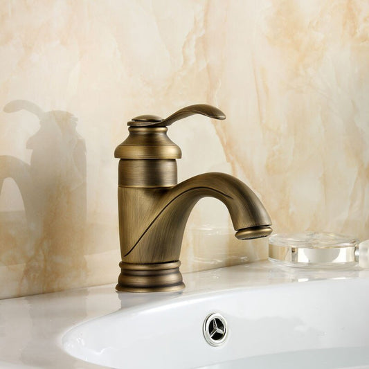 Thomasequestrian | Antique Brass Bathroom Faucet – Vintage Sink Mixer Tap with Cross Handles