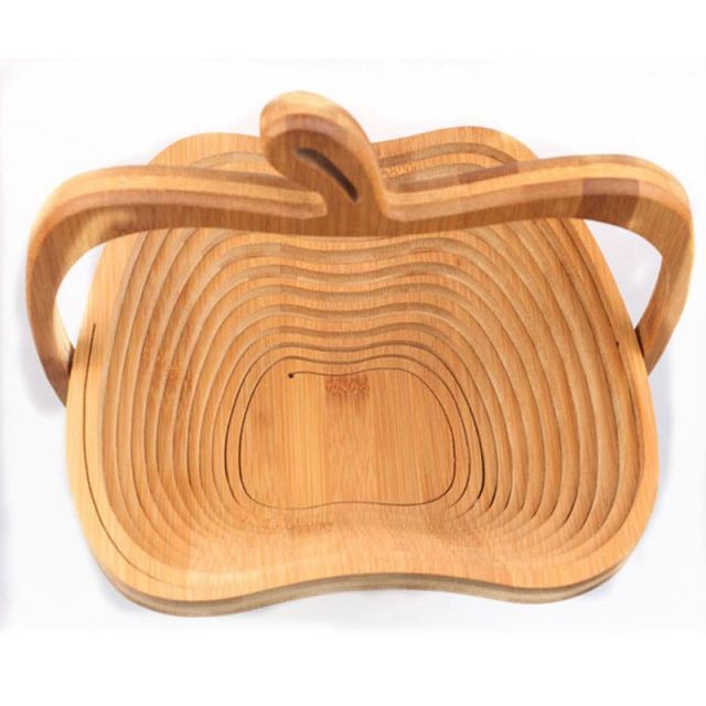Thomasequestrian | Foldable Wooden Fruit Bowl – Expandable All-Natural Acacia Wood Serving Bowl