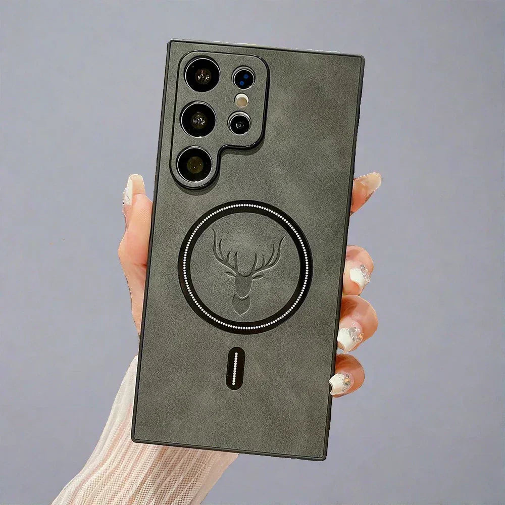 Thomasequestrian | Leather Case for Samsung Phone - Magnetic Wireless Charging Case